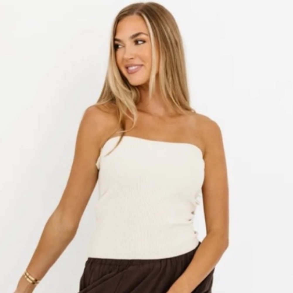 Cream Knit Tube Top